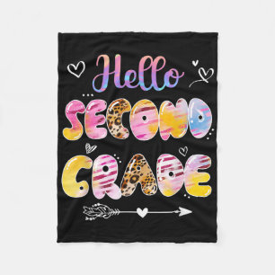 Hello 2nd Grade Leopard Tie Dye Back To School Fleece Blanket