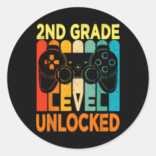 Hello 2nd Grade Level Unlocked Video Game Back to  Classic Round Sticker