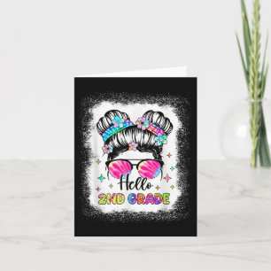 Hello 2nd Grade Messy Hair Bun Girl Back To School Card