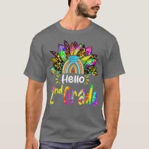 Hello 2nd Grade Rainbow Sunflower Tie dye Back to T-Shirt