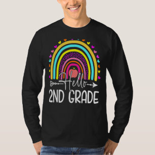 Hello 2nd Grade Rainbow Teachers Kids Back To Scho T-Shirt