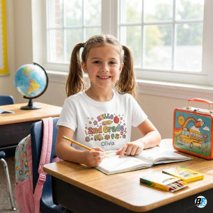 Hello 2nd Grade Retro Groovy Icons Personalized Na Baby T-Shirt