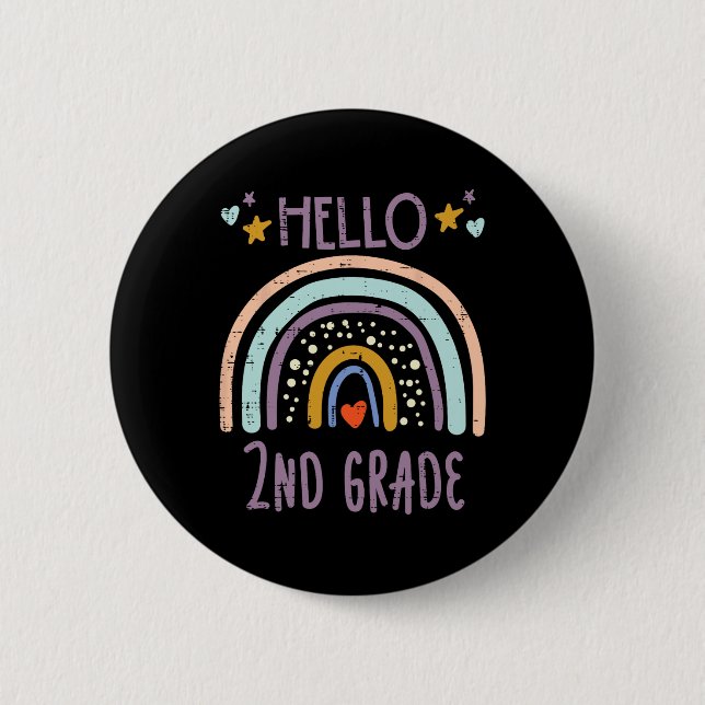 Hello 2nd Grade Second First Day Of School Girls T 6 Cm Round Badge (Front)