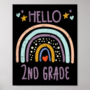 Hello 2nd Grade Second First Day Of School Girls T Poster