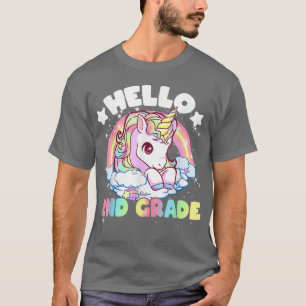 Hello 2nd Grade Second Unicorn Cute Kid Girls Back T-Shirt