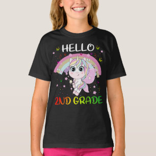 Hello 2nd Grade Teacher Student Team Unicorn Back T-Shirt