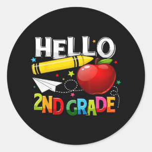 Hello 2nd Grade Teacher Team Second Grade Squad Gi Classic Round Sticker