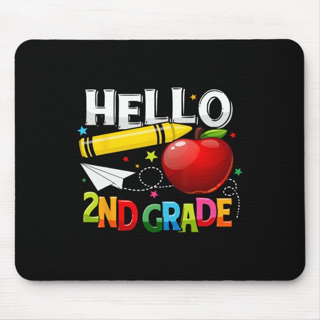 Hello 2nd Grade Teacher Team Second Grade Squad Gi Mouse Mat (Front)