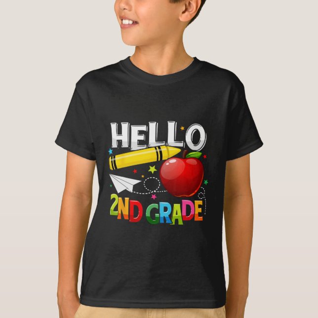 Hello 2nd grade teacher team Second grade squad gi T-Shirt (Front)