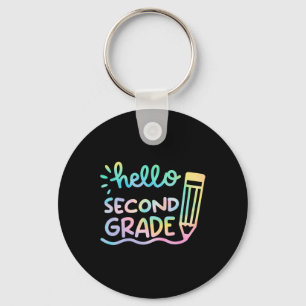 Hello 2nd Grade Tie Dye Teachers Kids Back to Scho Key Ring