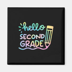 Hello 2nd Grade Tie Dye Teachers Kids Back to Scho Magnet