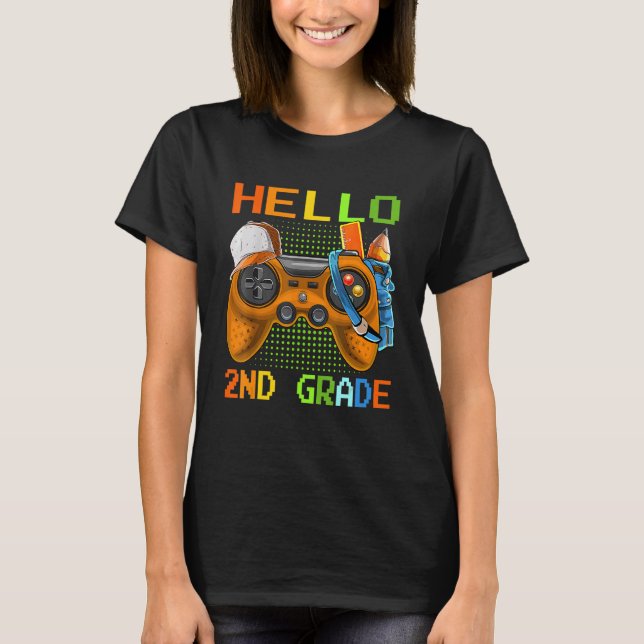 Hello 2nd Grade Video Game Gamer Back To School Bo T-Shirt (Front)