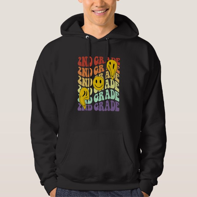 Hello 2nd Second Grade Teacher Back To School Retr Hoodie (Front)