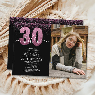 Hello 30 years - Modern Birthday with photo Invitation