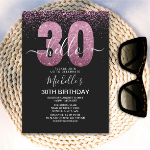 Hello 30 years modern birthday with photo invitation
