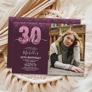 Hello 30 years - Modern Birthday with photo Invitation