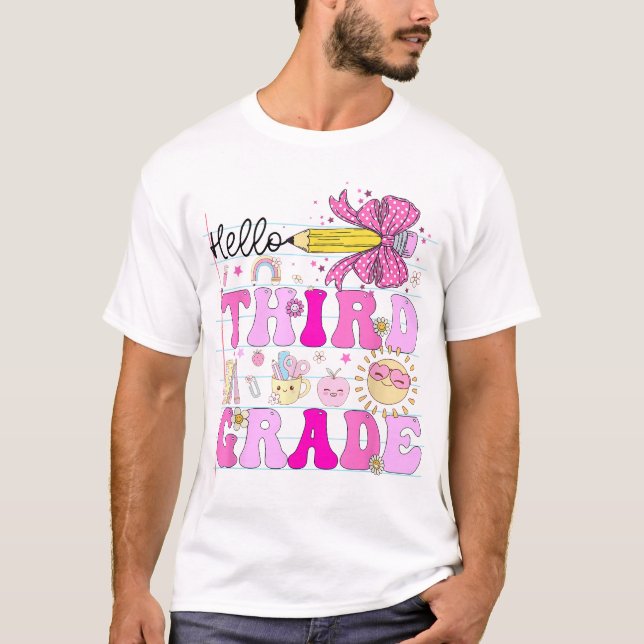 Hello 3Rd Grade Back To School Pencil Coquette  T-Shirt (Front)