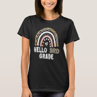 Hello 3rd Grade Back To School Rainbow 1st Day Leo T-Shirt