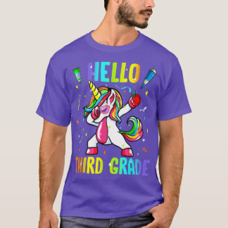 Hello 3rd Grade Cute Unicorn Welcome Back To Schoo T-Shirt