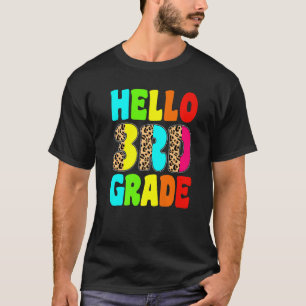 Hello 3rd Grade Leopard Back To School First Day T-Shirt