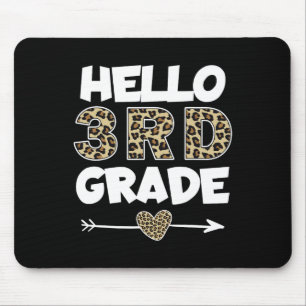 Hello 3rd Grade Leopard Print Third Grade Teacher  Mouse Mat