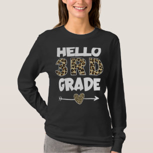 Hello 3rd Grade Leopard Print Third Grade Teacher T-Shirt