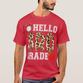 Hello 3rd Grade Leopard Teacher Students Back To S T-Shirt