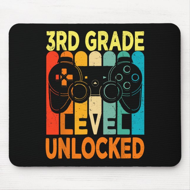 Hello 3rd Grade Level Unlocked Video Game Back To  Mouse Mat (Front)