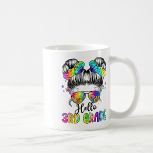 Hello 3rd Grade Messy Hair Bun Girl Back To School Coffee Mug