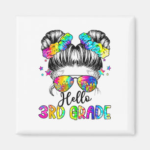 Hello 3rd Grade Messy Hair Bun Girl Back To School Magnet