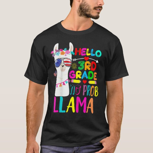 Hello 3rd Grade No Prob Llama Teacher  Back To Sch T-Shirt (Front)