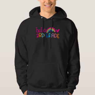 Hello 3rd Grade Rainbow For Teachers Student Girls Hoodie