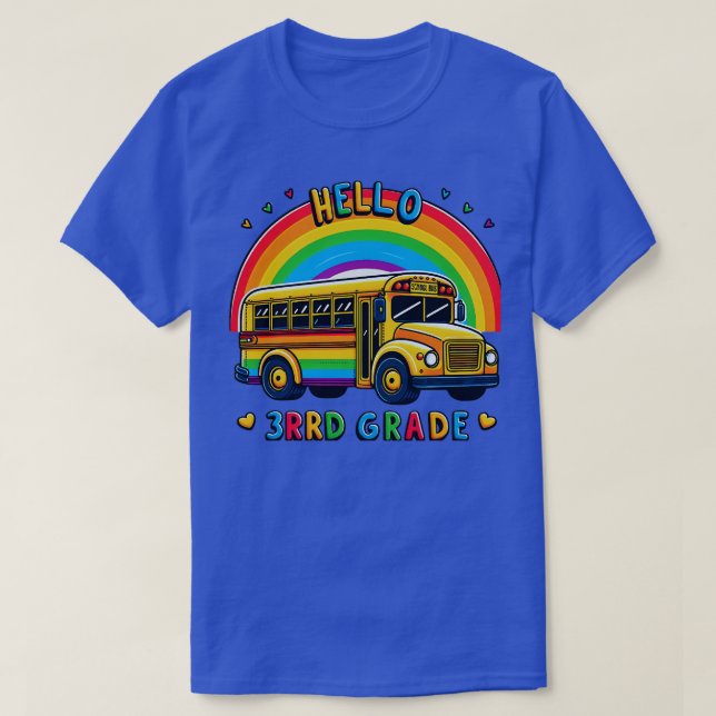 Hello 3rd Grade Rainbow Leopard Back To School Fir T-Shirt (Design Front)