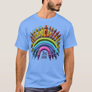 Hello 3rd Grade Rainbow Leopard Back To School Fir T-Shirt