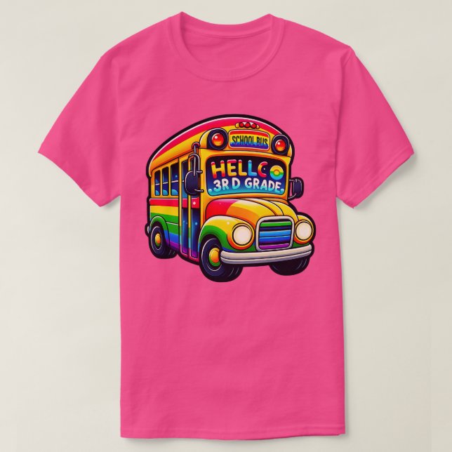 Hello 3rd Grade Rainbow Leopard Back To School Fir T-Shirt (Design Front)