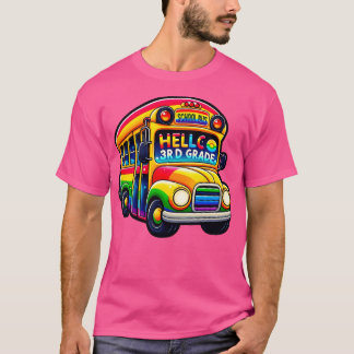 Hello 3rd Grade Rainbow Leopard Back To School Fir T-Shirt