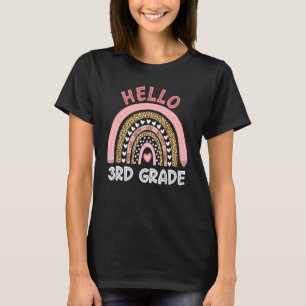 Hello 3rd Grade Rainbow Leopard Cute Girls Boys Te T-Shirt