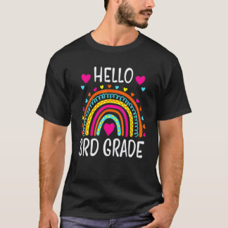 Hello 3rd Grade Rainbow Teacher Student Back To Sc T-Shirt