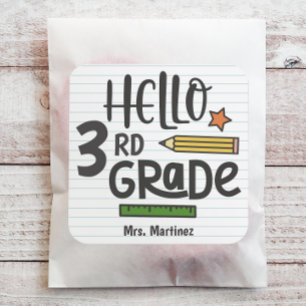 Hello 3rd Grade School Square Sticker
