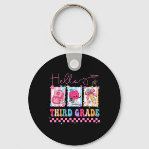 Hello 3rd Grade Teacher Coquette Bow Back To Schoo Key Ring
