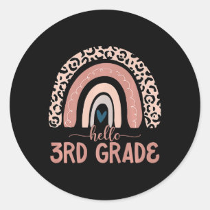 Hello 3rd Grade Teacher Leopard Rainbow Back To Sc Classic Round Sticker