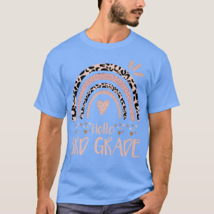 Hello 3rd Grade Teacher Leopard Rainbow Back To Sc T-Shirt