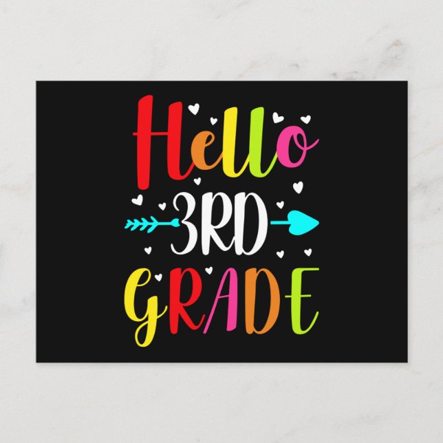 Hello 3rd Grade Teacher or Student Postcard (Front)