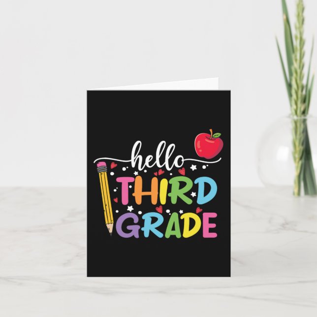 Hello 3rd Grade Teacher Student Back To School  Card (Front)