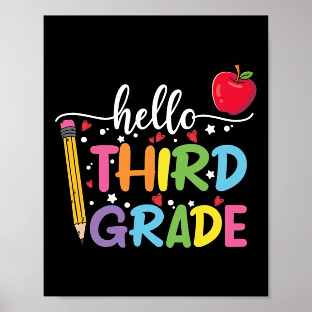 Hello 3rd Grade Teacher Student Byck To School  Poster (Front)