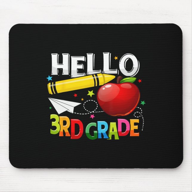 Hello 3rd grade teacher team Third grade squad gir Mouse Mat (Front)