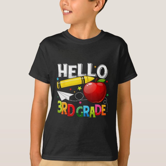 Hello 3rd grade teacher team Third grade squad gir T-Shirt (Front)