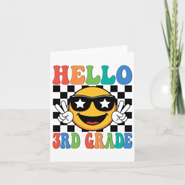Hello 3rd Grade Third Grade Teacher Boy Girl Back  Card (Front)