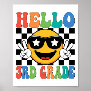 Hello 3rd Grade Third Grade Teacher Boy Girl Back Poster