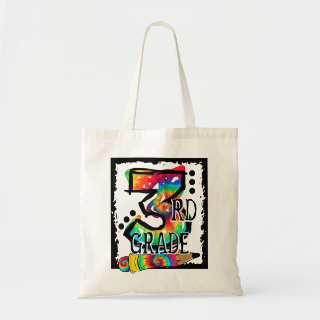Hello 3rd Grade Third Grade Teacher Tie Dye Back T Tote Bag (Front)